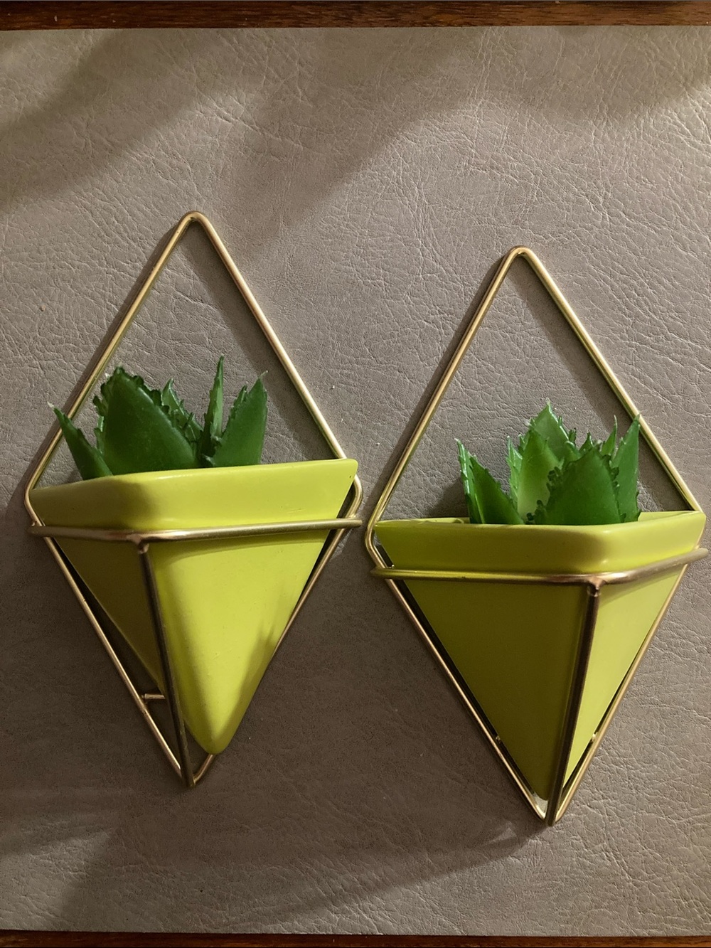 2x Umbra Lime Green Geometric Wall Planters